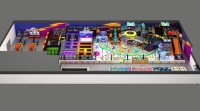 Soluciones de Juego Infantil para Interiores, Espacio Infantil Comercial Personalizado con Temática Espacial, Tobogán Grande, Equipo de Juegos Interior con Trampolín