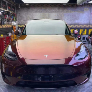 Pellicola Protettiva per Auto CARBINS <span class=keywords><strong>Nera</strong></span> con Effetto Rosso, Vinile PET Cambia Colore, Autorigenerante, Lucida, Adesivo Protettivo per Vernice Auto in Rotolo - Product Image 1