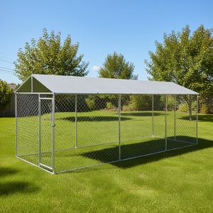 Caseta para Perros de Exterior, 20' x 8', Techo Impermeable de Metal Plateado, Rectangular, para Todas las Estaciones - Product Image 2