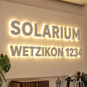 Custom Gold Brushed <b>LED</b> Signboard 3D Logo Business Acrylic Illuminated Metal Sign for Indoor Dental Clinic Decorations Shop Sign - Product Image 1