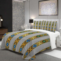 Parure de lit de luxe Yimiao moderne et personnalisable, motif végétal, housse de couette imprimée hiver, 2 taies d'oreiller, 100% polyester
