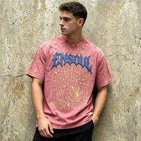 Acid Wash Vintage Gewaschenes Schwergewichts-T-Shirt 240GSM 100% Baumwolle Übergroßer Puff-Print Herren Streetwear T-Shirt Individueller DTG-Druck OEM ODM