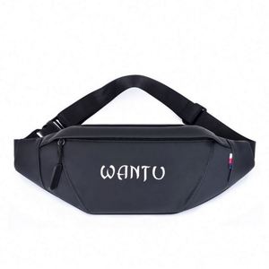 Custom <b>Waterproof</b> Running Fitness Fanny <b>Pack</b> PU Leather Waist Belt Bag for Men With Logo - Product Image 5