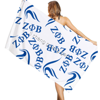 Serviette de plage en microfibre absorbante à séchage rapide de haute qualité personnalisée pour les sororités ZPB Zeta Phi Beta