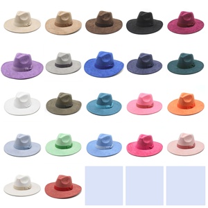 Chapeaux Fedora en feutre suédé à large bord, nouvelle collection, design tendance, pour hommes et femmes, vente en gros - Product Image 3