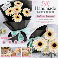 Kit de bouquet de fleurs en tiges de chenille marguerites arc-en-ciel, fait main en polyester, pour loisirs créatifs en papier, cadeau floral