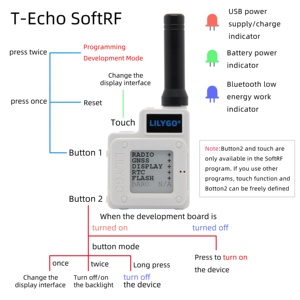 Module sans fil LILYGO TTGO Meshtastic T-Echo SX1262 433/868/915MHz 1.54 E-Paper GPS RTC NFC BME280 WIFI pour Arduino SX1262 - Product Image 4