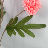 Bunga Pompom buatan merah muda realistis buatan tangan bahan PU lembut dekorasi meja dalam ruangan simulasi rasa