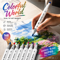 Ensemble de marqueurs à alcool double pointe FOX FEEL FX.9068, 120/168 couleurs, pointe biseautée fine pour étudiants, art, croquis, manga, dessin