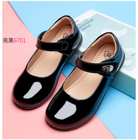 Chaussures de performance pour filles en cuir verni noir, style princesse, à semelle souple, fermeture Velcro, escarpins bas, pour la rentrée scolaire