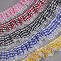 Bordure en dentelle de filament de polyester à carreaux de 2,2 pouces, style Lo Tari, bordure festonnée pour robe, couture DIY, artisanat, accessoires de décoration intérieure