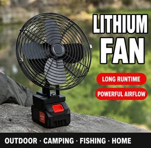 Ventilateur portable en métal de 8 pouces 21V au lithium-ion : rechargeable, haute puissance, idéal pour les stands extérieurs et le camping avec une autonomie extra-longue - Product Image 1