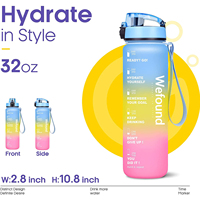 Bouteille d'eau en acier inoxydable avec marqueur de temps, bouteille d'eau de 1l, avec passoire, sans BPA