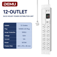 PDU certifié ETL pour montage en rack 19 pouces, 12 prises 15A avec compteur LED, protection contre les surtensions 3900J, interrupteur de surcharge