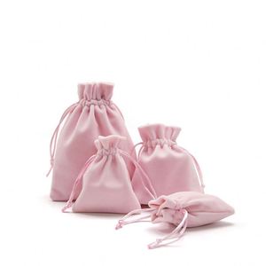 Sacs à bijoux en velours rose de haute qualité, personnalisés et imprimés, avec cordon, pour la vente en gros - Product Image 4