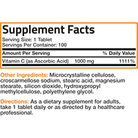 Fabricant chinois – Formule personnalisée végétalienne pour adultes – 100 comprimés de 1000 mg d'acide ascorbique (vitamine C) pour le blanchiment de la peau et le soutien immunitaire