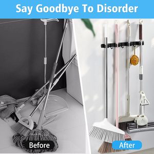 Organizador de Escobas de Acero Inoxidable Resistente para Garaje, Soporte de Pared Autoadhesivo para Organización y Almacenamiento en Lavandería - Product Image 3