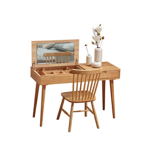 Nordic Solid Wood Dressing <b>Table</b> With <b>Mirror</b> Bedroom Furniture Simple Design Natural Wood Color - Product Image 4
