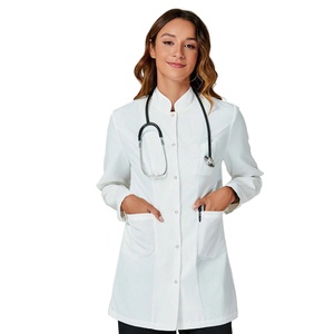 Blouse de laboratoire blanche à col montant et manches longues de haute qualité pour femmes, uniforme pour médecins, cliniques dentaires, salons de beauté, logo personnalisé - Product Image 5