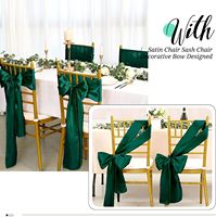 Housse de chaise en satin vert avec nœuds et rubans pour la décoration des chaises de fête, de cérémonie et de banquet
