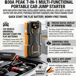 Démarreur portable 12V 6000-10000mAh, chargeur de batterie de voiture, booster d'urgence avec USB QC3.0 et lumière LED - Product Image 5