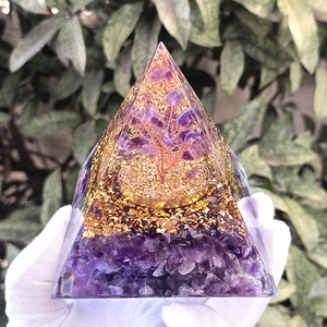 Amethyst <b>Crystal</b> <b>Tree</b> Pyramid Resin Epoxy Craft Home Decoration Desktop Ornament Gift - Product Image 1