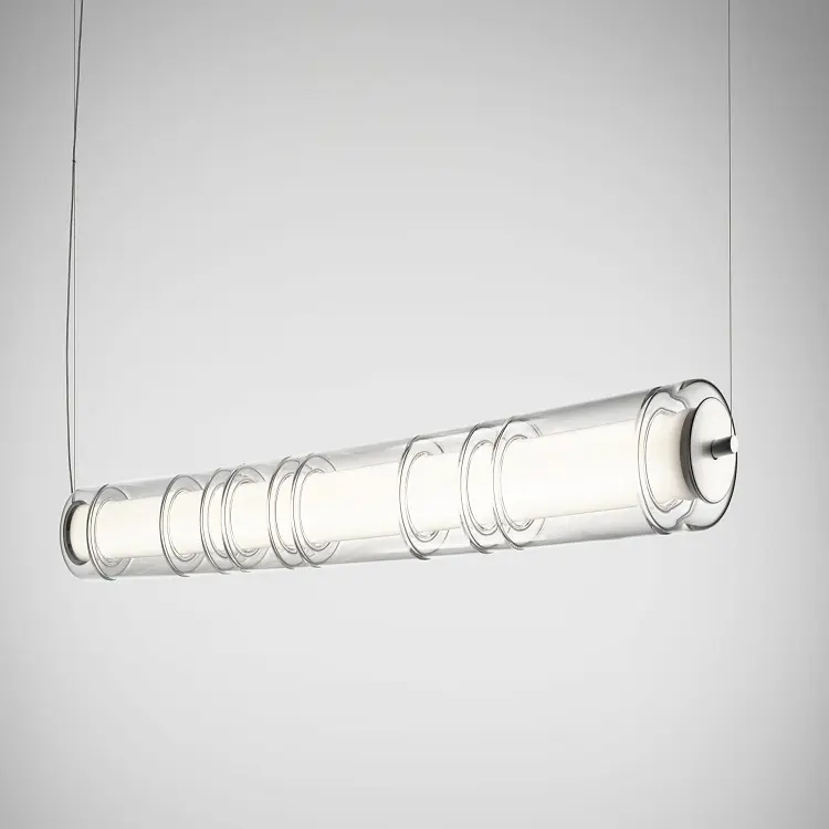 Simple long horizontal strip glass chandelier creative living room table bar chandelier Designer art light