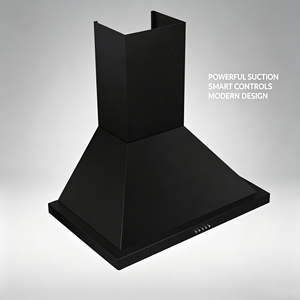 Cappa aspirante nera a parete, potente aspirazione per cucina con filtri a deflettore e luci LED - Product Image 3