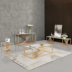 Meubles de luxe mur couloir <span class=keywords><strong>console</strong></span> table salon entrée poli or métal cadre en <span class=keywords><strong>acier</strong></span> inoxydable <span class=keywords><strong>verre</strong></span> <span class=keywords><strong>console</strong></span> table - Product Image 2
