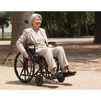 Silla de Ruedas Manual (Ancho del Asiento 15", 16", 17", 18", 19", 20"), Sillas de Ruedas Plegables de Acero Autopropulsadas para Adultos PEPE P10027