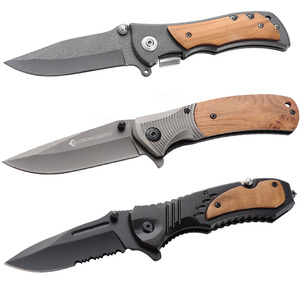 Coltello Tascabile in Vendita, Manico in Legno, <span class=keywords><strong>EDC</strong></span>, Coltello Pieghevole Tattico da Caccia Inciso, Coltello Personalizzato OEM con Nome Inciso per Regalo - Product Image 1