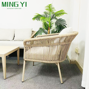 Ensembles de meubles de luxe en aluminium pour patio et jardin, 4 pièces, en rotin, avec coussins en tissu imperméable - Product Image 5