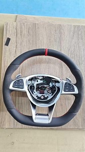 Volant en cuir véritable pour <span class=keywords><strong>Mercedes</strong></span>-Benz AMG, compatible avec <span class=keywords><strong>Mercedes</strong></span> Benz AMG GT CL CLS CLA E S C3663 C43 ML <span class=keywords><strong>SL</strong></span> X205 206 - Product Image 4