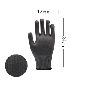 ถุงมือทำงานกันบาด ทนไฟ ทนการฉีกขาด ขายส่ง |   ถุงมือโพลีเอสเตอร์คุณภาพสูง สีดำ ฝ่ามือแบบมีลาย - Product Image 4