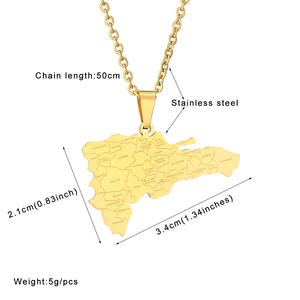 Bendera peta nasional Dominika liontin kalung perhiasan mode baja tahan karat Anti noda grosir untuk pria wanita grosir - Product Image 6