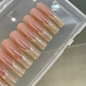 Nouvelle Collection : Faux Ongles à Coller en Acrylique Faits Main, Couverture Complète Extra Longue, Forme Cercueil Scintillante, 10 Pièces Pré-conçues - Product Image 3