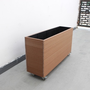 Macetas de acero y madera <span class=keywords><strong>para</strong></span> exteriores Gavin, fábrica de muebles <span class=keywords><strong>para</strong></span> exteriores, precio barato, macetas exteriores <span class=keywords><strong>con</strong></span> <span class=keywords><strong>ruedas</strong></span> - Product Image 3