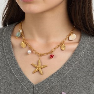 Collana in acciaio inossidabile da donna, alla moda con stella di <span class=keywords><strong>mare</strong></span> <span class=keywords><strong>e</strong></span> conchiglia di <span class=keywords><strong>mare</strong></span> collana per le vacanze in spiaggia - Product Image 1