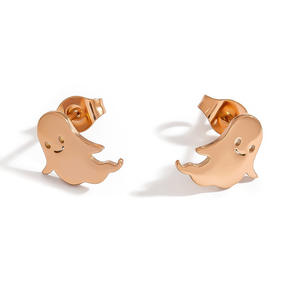 Stainless Steel Stud Earrings Ghost Cartoon Design Rose Gold Halloween Fashion Jewelry For Women - Product Image 5