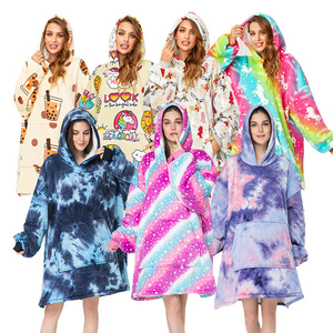 Áo khoác hoodie chăn mềm mại ấm áp bằng lông cừu nhân tạo dành cho người lớn, có túi, thích hợp xem ti vi, ôm ấp êm ái - Product Image 1