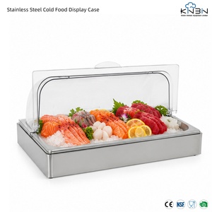 Plateau de présentation réfrigéré pour fruits de mer avec couvercle transparent, plateau de service en acier inoxydable pour aliments froids, idéal pour hôtels, restaurants et traiteurs de sushis - Product Image 2