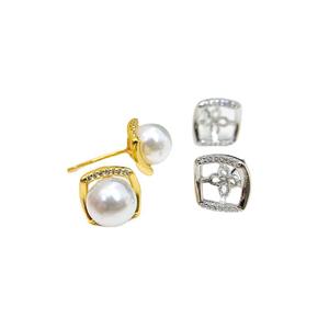 Accessoires en perles DIY 2021, plateau vide pour boucles d'oreilles en argent S925, simple et tendance, crochet d'oreille rond de 6-7 mm avec élégantes boucles d'oreilles en argent - Product Image 5
