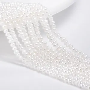 Wholesale 2.5-3ミリメートルA Mini Button White Color Rice Shape Pearls Beads Freshwater Of Women