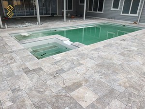Tuiles en <span class=keywords><strong>travertin</strong></span> argenté naturel de conception moderne YUSHI, pavés extérieurs polis, panneau mural intérieur pour villa, <span class=keywords><strong>piscine</strong></span> extérieure - Product Image 3