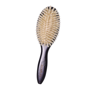 BOOMHOME <span class=keywords><strong>Brosse</strong></span> à cheveux plate en <span class=keywords><strong>bois</strong></span> avec poils de sanglier de couleur claire et poils en nylon, logo laser, peignes amortis, brosses en poils de sanglier - Product Image 1