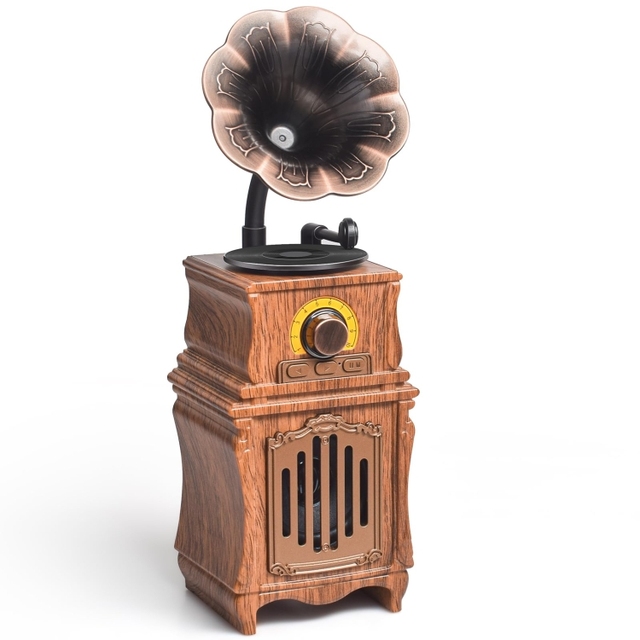 AS31 Retro for 5.3 Speaker Radio Gramophone Design Battery-Powered Plastic Cabinet 5-10W Output for Room Vintage Decor