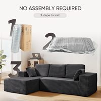 Ensemble de canapés modulaires sectionnels en tissu compressé en forme de L, sans structure, pour salon d'appartement, vente en gros, stock domestique Chine