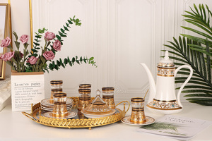 Service à thé en céramique porcelaine royale, porcelaine chinoise, service à thé cadeau, ensemble de tasses à thé arabes, théière de café - Product Image 5