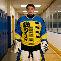 Maillot de hockey vintage Puck Pros XXL 100% polyester à séchage rapide, manches longues, personnalisable pour équipe, adulte unisexe, toutes saisons