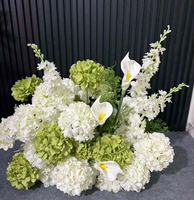 Centre de table luxueux artificiel blanc et vert, fleurs d'hortensia et de rose pour la décoration de table de mariage, banquet, événement, fête